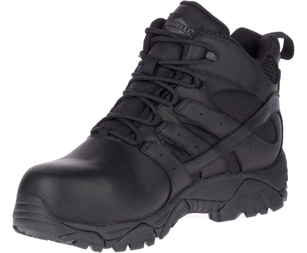 Merrell Boots Black - Moab 2 Mid Tactical Response Waterproof Comp Toe - Mens 06IDCLPXS
